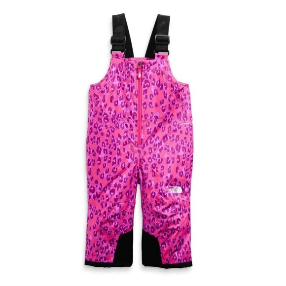The North Face Toddler Snowquest Insulated Bib Cabaret Pink Leopard - Picture 1 of 8